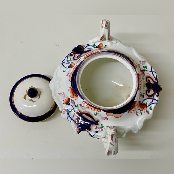 19th Century Antique Gaudy Welsh Urn Variant Footed Lidded Sugar Bowl - Picture 8 of 16